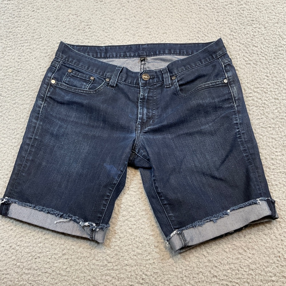 Ralph Lauren 867 Denim Shorts Womens 30 Blue Excellent Raw Hem Bermuda Vintage